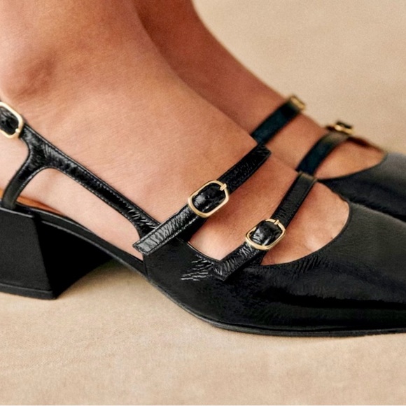 Sezane Paula Babies Mary Jane Slingbacks Black Patent Leather size 11 - Picture 6 of 7